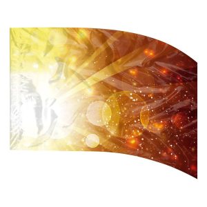 color guard flag with a Bokeh design with flares in White, Yellows, Reds, and Burgundy