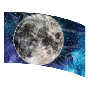 color guard flag with a Full moon design on a Blue and Turquoise background with stars