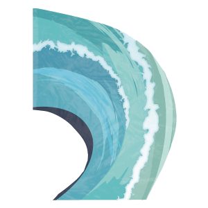 color guard swing flag with an Abstract ocean wave design in Blues, Seafoam, and White
