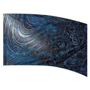color guard flag Black and Silver wave design with Blue Fused Metallic
