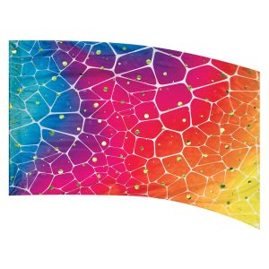 color guard flag with a Rainbow ombre gradient giraffe print design with Lime Fused Metallic