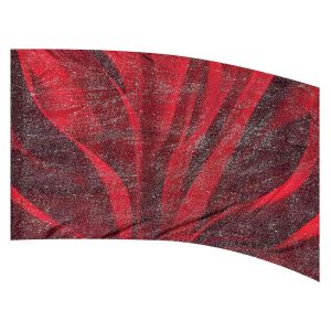 color guard flag with a Red, Crimson, and Black abstract design with Silver Fused Metallic