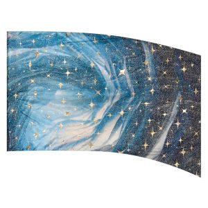 color guard flag with a Monochromatic Blue abstract rose design with Gold Fused Metallic