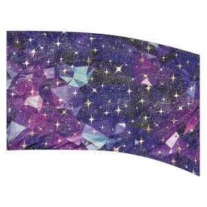 color guard flag with a Navy, Purple, and Light Blue abstract geometric design with Silver Fused Metallic