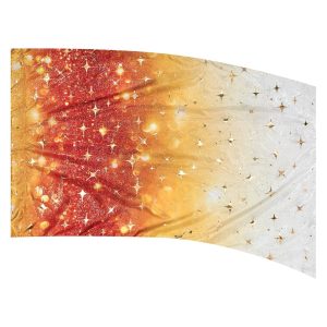 color guard flag with a Bokeh ombre gradient design in Red, Gold, and White with Gold Fused Metallic