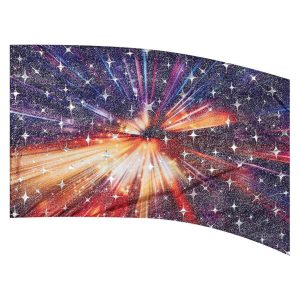 color guard flag with a Colorful motion light design with Silver Fused Metallic