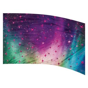 color guard flag with a Colorful ombre gradient northern lights sky with Fuchsia Fused Metallic