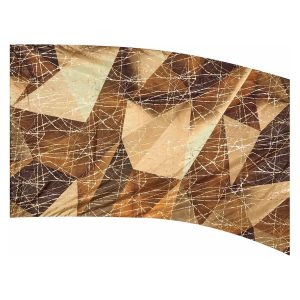 color guard flag with a Geometric design in shades of Brown, Gold, and Cream with Gold Fused Metallic