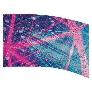 color guard flag with a Navy, Fuchsia, and Light Blue abstract light design with Fuchsia Fused Metallic