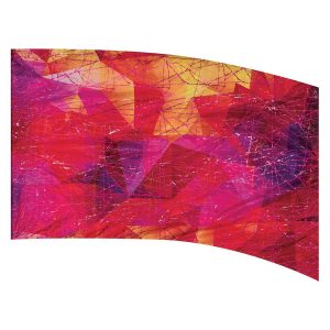 color guard flag with a Colorful abstract geometric design in Purple, Red, Fuchsia, Orange, and Yellow with Fuchsia Fused Metallic