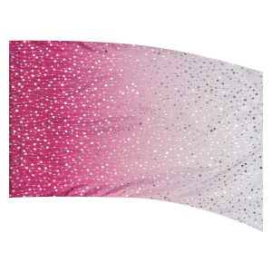 color guard flag with a Pink to White ombre gradient fade with Silver Fused Metallic