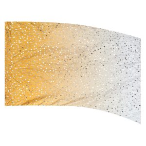 color guard flag with a gold to White ombre gradient fade with Silver Fused Metallic