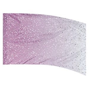 color guard flag with a Lavender to White ombre gradient fade with Silver Fused Metallic