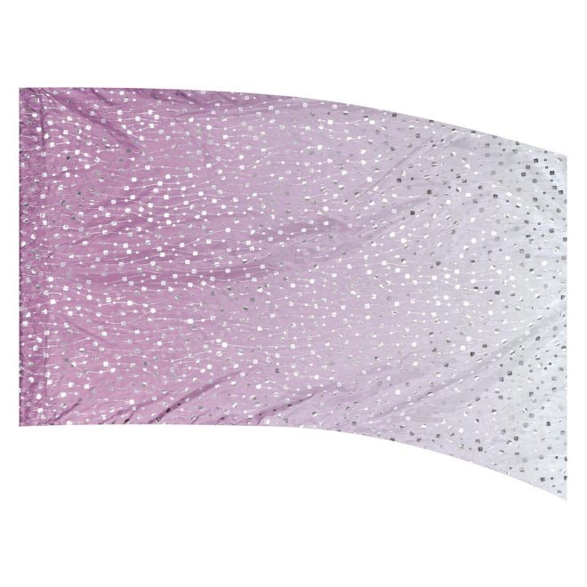 color guard flag with a Lavender to White ombre gradient fade with Silver Fused Metallic