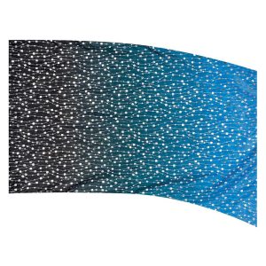 color guard flag with a Black to Turquoise ombre gradient fade with Silver Fused Metallic