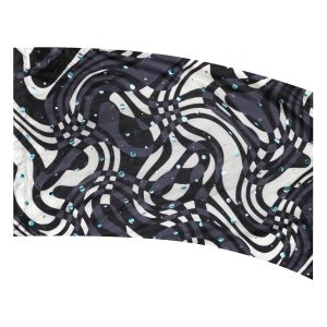 color guard flag with a Abstract Swirl Design in Black, White, and Grey with Cornflower Fused Metallic