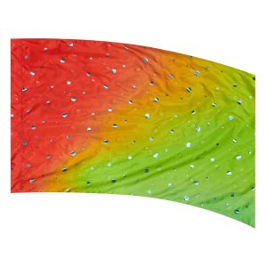 color guard flag with a Orange, Gold, and Green Gradient with Cornflower Fused Metallic