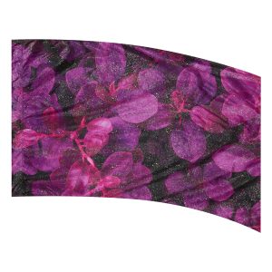 color guard flag with a Purple, Fuchsia, Magenta, and Black Leaves Design with Silver Fused Metallic