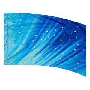 color guard flag with Soft Abstract lines in Light Blue, Aqua, and Royal with Copper Fused Metallic