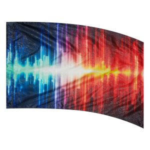 color guard flag with a Colorful Abstract Vertical Sound Lines with Silver Fused Metallic