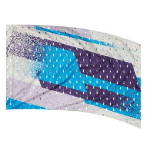 color guard flag with a Geometric Grunge Shapes in Purples, Turquoise, and Grey with Silver Fused Metallic