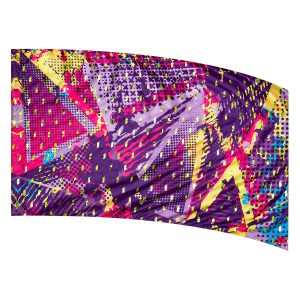 color guard flag with a Colorful Abstract Halftone in Pink, Purple, Lavender, Yellow, and Turquoise with Lime Fused Metallic