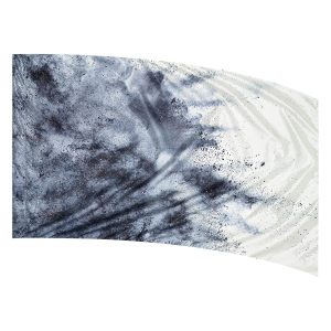 color guard flag with a Black and White Dust Cloud Design with Silver Glitter Fused Metallic