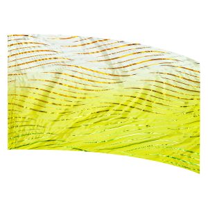 color guard flag with a White to Citrus Ombre Gradient Fade with Gold to Lime Ombre Wave Fused Metallic