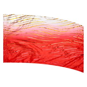 color guard flag with a White to Pink to Red Ombre Gradient Fade with Gold to Fuchsia Ombre Wave Fused Metallic