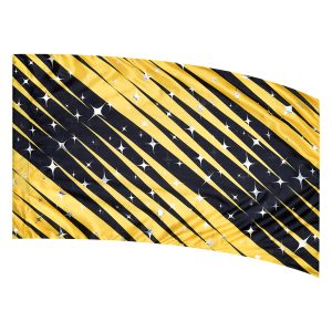 color guard flag with a Yellow and Black Stripe Design with Silver Starburst Fused Metallic