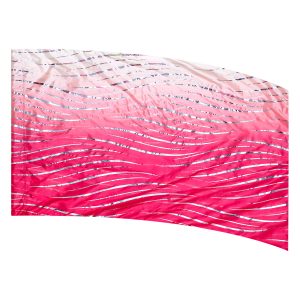 color guard flag with a White to Hot Pink Ombre Gradient Fade with Light Pink to Light Blue Ombre Wave Fused Metallic