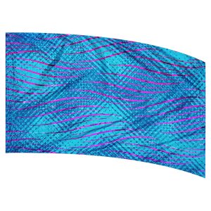 color guard flag with a Turquoise Background and Dark Blue Halftone Grunge with Fuchsia Wave Fused Metallic