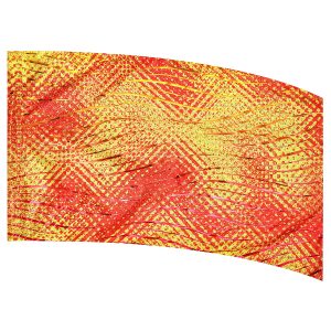 color guard flag with a Red Background and Yellow Halftone Grunge with Gold to Red Ombre Wave Fused Metallic