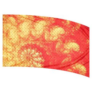 color guard flag with a Red and Yellow Grunge Nautilus Shell Design with Red Fused Metallic