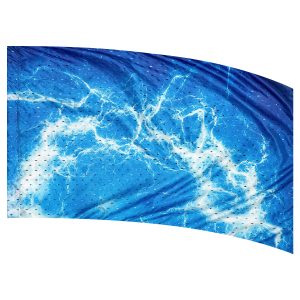 color guard flag with a Blue and White Lightning Design with Blue Fused Metallic