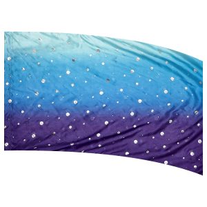 color guard flag with a Light Blue, Royal, and Purple Ombre Gradient Fade with Silver Dot Fused Metallic