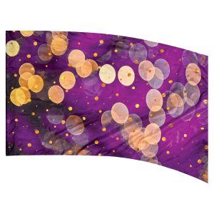 color guard flag with a Fuchsia, Gold, White, and Grey Bokeh Design with Gold Dot Fused Metallic