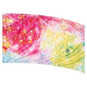 color guard flag with a Colorful Watercolor Abstract Flower Design with Silver Starburst Fused Metallic