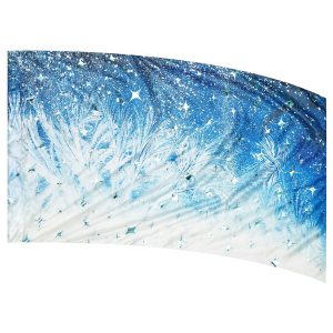 color guard flag with a Dark Blue, Royal, and White Abstract Feather Ombre Gradient Fade Design with Light Blue Starburst Fused Metallic