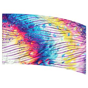 color guard flag with a Colorful Ombre Gradient Rainbow Abstract Paint Design with Fuchsia Wave Fused Metallic