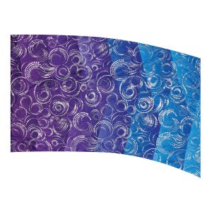 color guard flag with a Purple to Blue geometric ombre gradient fade with Silver Fused Metallic