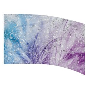 color guard flag with a Blue and Purple watercolor ombre gradient feather design with Silver Fused Metallic