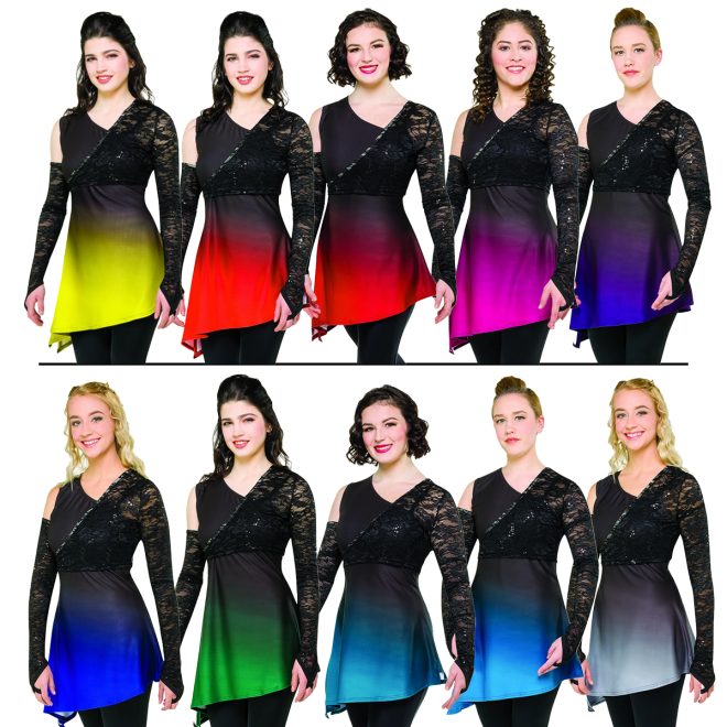 10 styleplus hit color guard tunic colorways on models