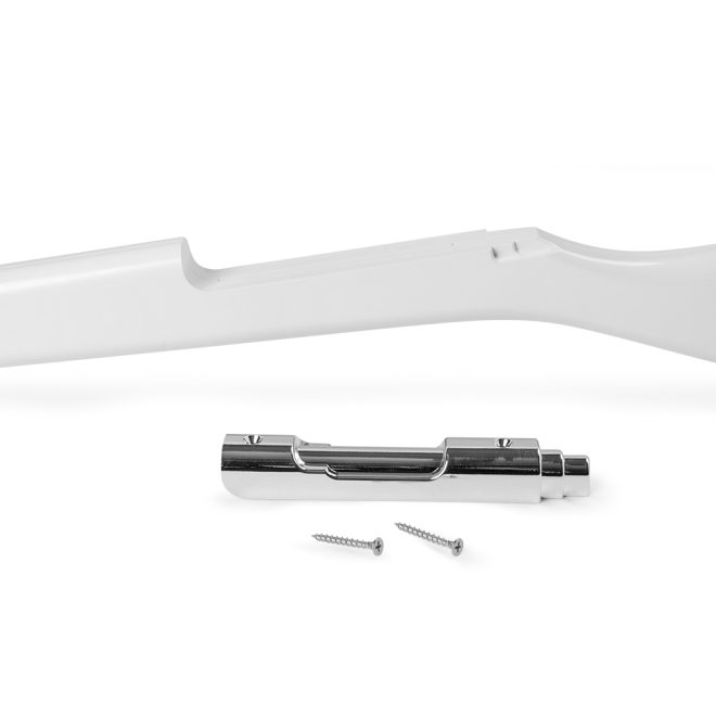silver replacement endura ultra spin guard rifle bolt next to white rifle