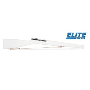white elite 2 color guard rifle with silver bolt and white strap
