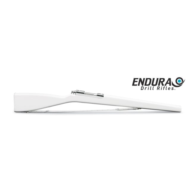 Endura 36" Color Guard Rifle silver bolt white strap front view