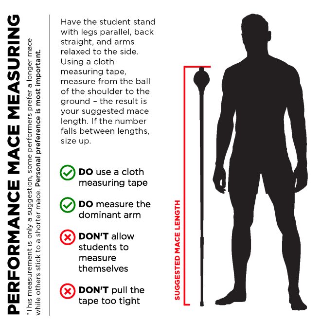 mace measuring guide based on height the amazing mace drum major mace