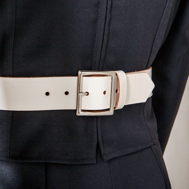 white flag carrier harness waist carrier close up on waist