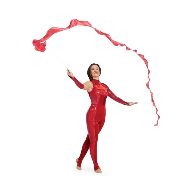 fiberglass action rod with red ribbon being twirled by performer