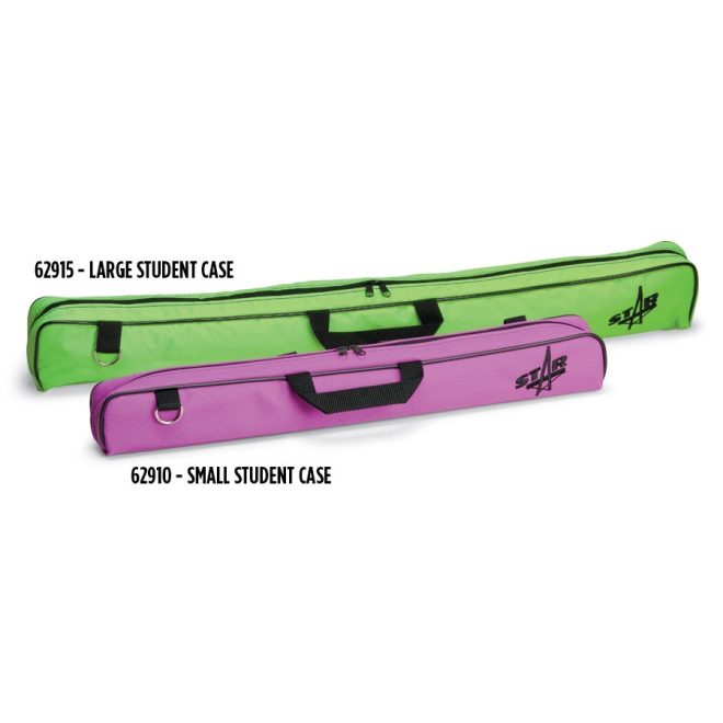 neon green large star line twirling baton student case and neon magenta small star line twirling baton student case
